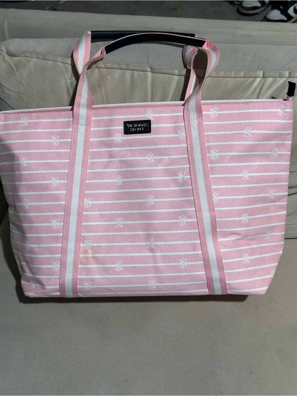 Victoria's Secret Pink & White Striped Tote